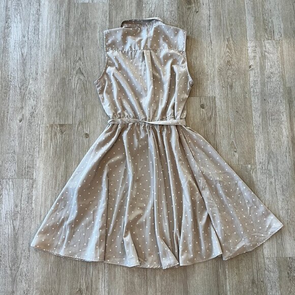 Womens Larry Levine Cream/Khaki Polka Dot Dress - L - Picture 5 of 6